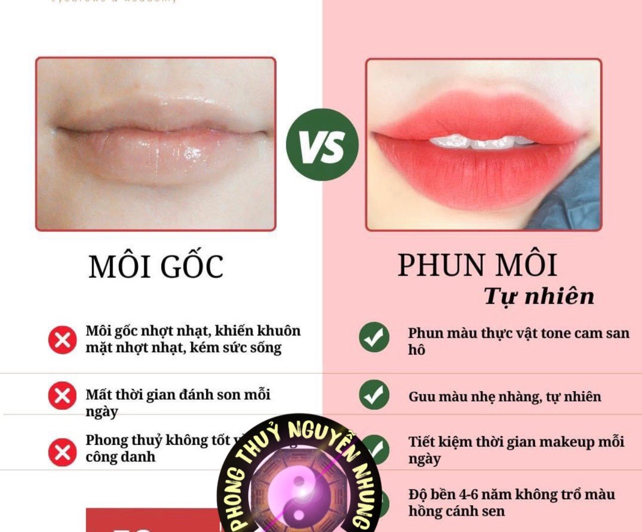 Phun Môi Tự Nhiên - Chân Mày Phong Thủy Nguyễn Nhung
